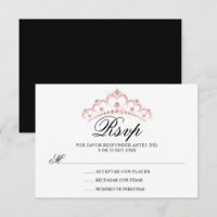 RSVP Black White Pink Spanish Quinceañera Quince