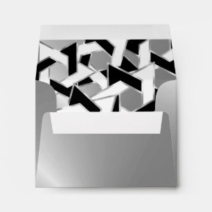 RSVP Black White Star of David on Silver Envelopes