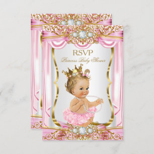 RSVP Blonde Girl Princess Baby Shower Pink Silk Invitation