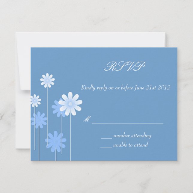 RSVP - Blue Daisy Wedding Response Card (Front)