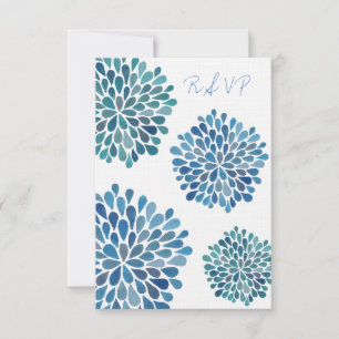 RSVP Blue Floral Blooms Wedding Card