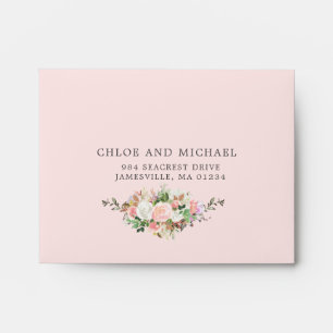 RSVP - Blush Pink White Floral Address Envelope
