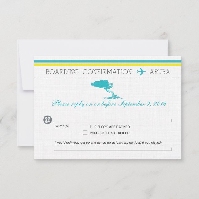 RSVP Boarding Pass TO Aruba (Front)