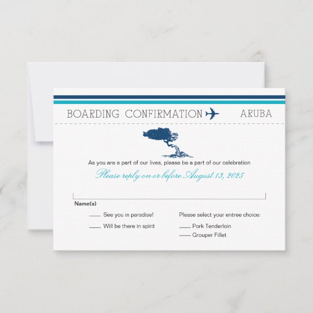 RSVP Boarding Pass TO Aruba Card (Front)