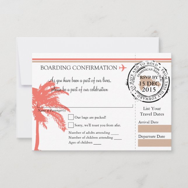 RSVP Boarding Pass TO Dominican Republic (Front)