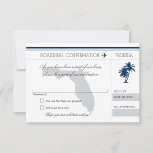 RSVP Boarding Pass TO Florida Blue and Grey