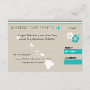 RSVP Boarding Pass TO HAWAII Card