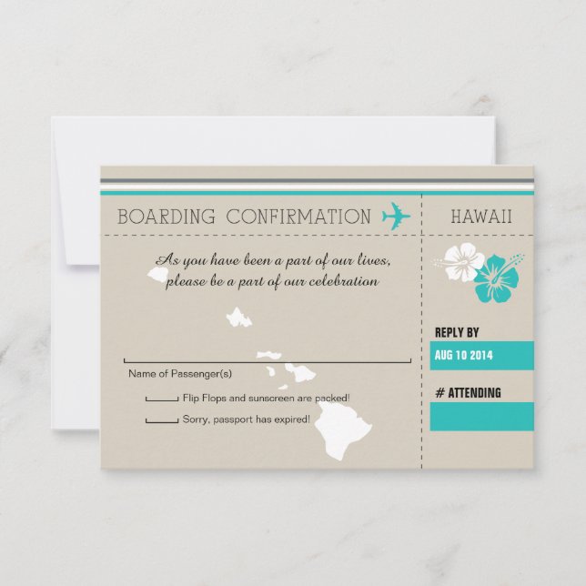 RSVP Boarding Pass TO HAWAII Card (Front)
