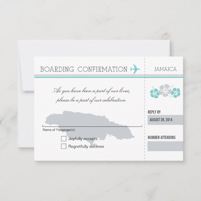 RSVP Boarding Pass TO JAMAICA (Front)
