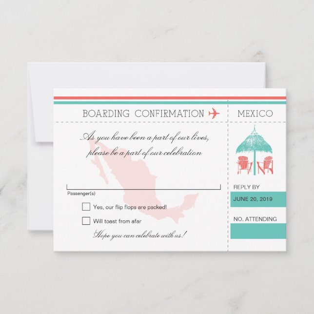 RSVP Boarding Pass TO Mexico (Front)