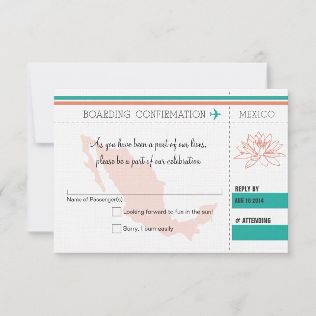 RSVP Boarding Pass TO MEXICO (Front)