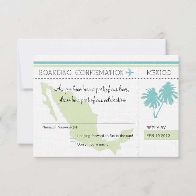 RSVP Boarding Pass TO MEXICO Card (Front)
