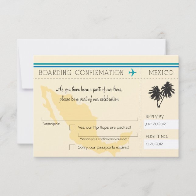 RSVP Boarding Pass TO Mexico Card (Front)