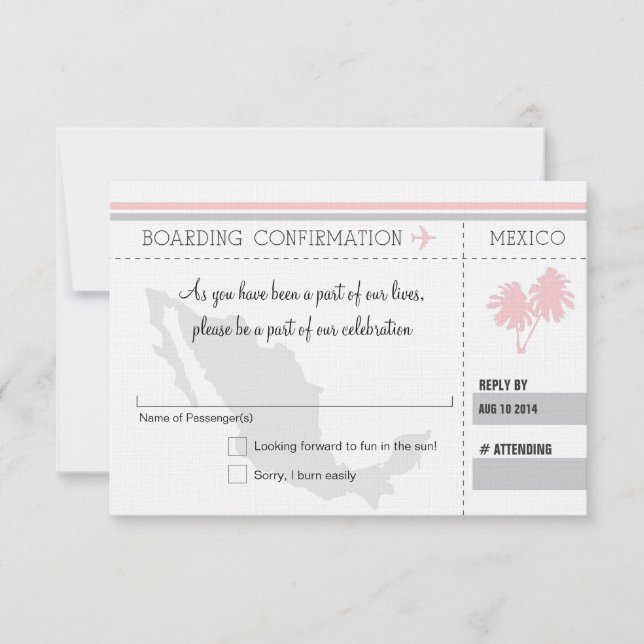 RSVP Boarding Pass TO MEXICO Card (Front)