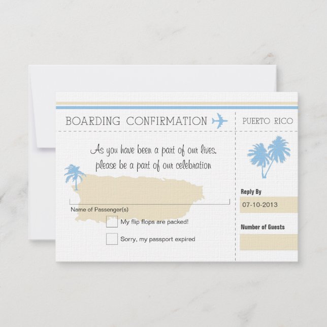 RSVP Boarding Pass TO Puerto Rico (Front)