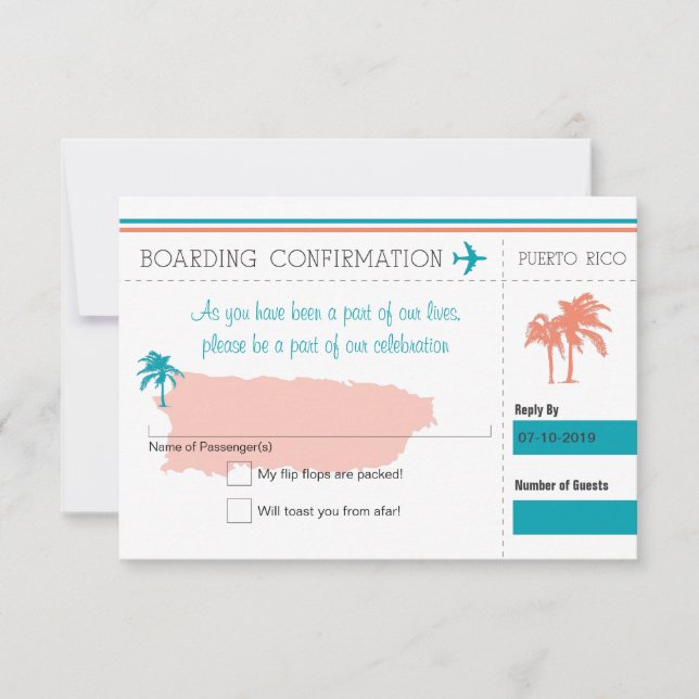 RSVP Boarding Pass TO Puerto Rico (Front)