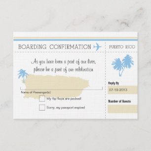 RSVP Boarding Pass TO Puerto Rico Card