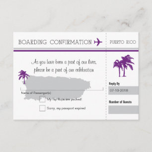 RSVP Boarding Pass TO Puerto Rico Card