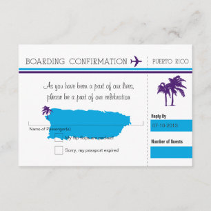 RSVP Boarding Pass TO Puerto Rico Card