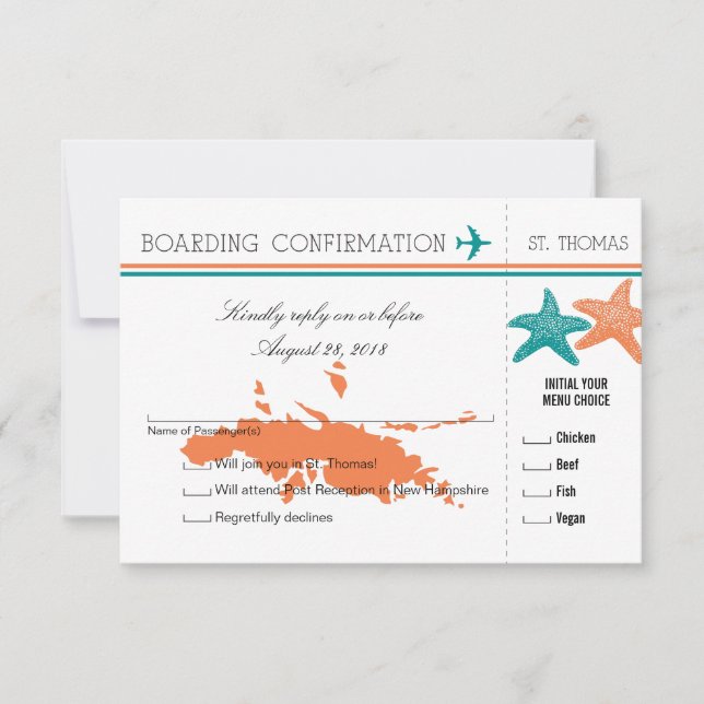 RSVP Boarding Pass TO St. Thomas Card (Front)
