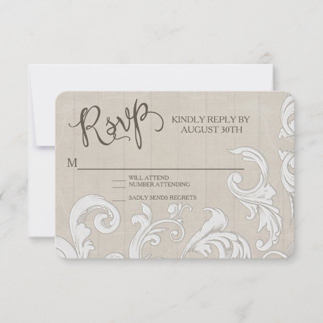 RSVP BOHO Farm Barn Lace Bohemian Wood Wedding Card (Front)