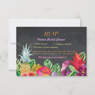 RSVP Bridal Shower Aloha Tropical Chalk Cards Luau