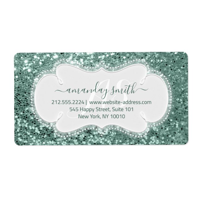 RSVP Bridal Sweet Monogram Wedding Mint  Glitter (Front)