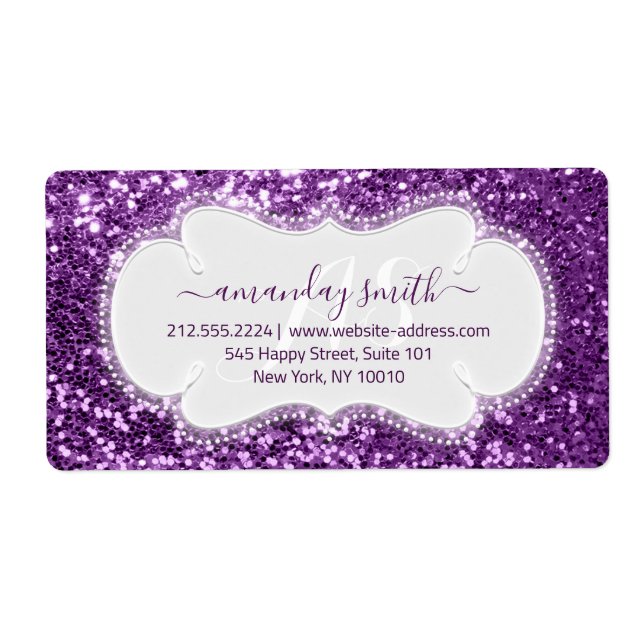 RSVP Bridal Sweet MonogramViolet  Royal Glitter (Front)