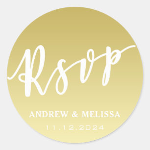 RSVP   Brush Script Faux Gold Wedding Sticker