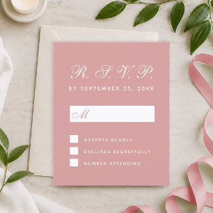 RSVP Budget Dusty Rose White Script Response Card