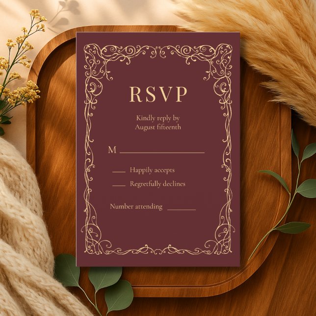RSVP Burgundy Gold Minimalist Wedding (Creator Uploaded)