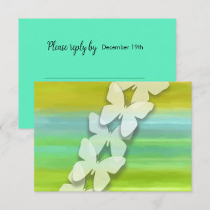 RSVP Butterfly Blue Green Yellow Watercolor Invitation