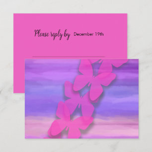 RSVP Butterfly Pink Purple Watercolor  Invitation