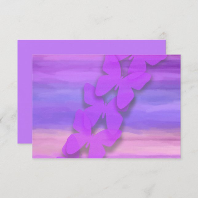 RSVP Butterfly Pink Purple Watercolor  Invitation (Front/Back)