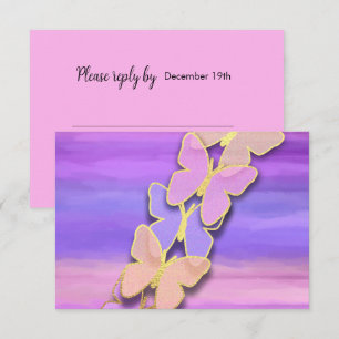 RSVP Butterfly Pink Purple Watercolor Invitation