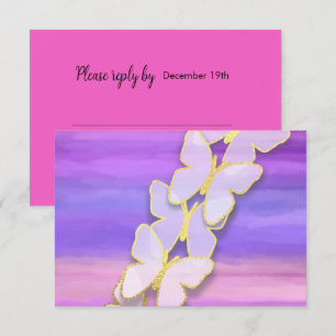 RSVP Butterfly Pink Purple Watercolor Invitation