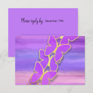 RSVP Butterfly Pink Purple Watercolor Invitation