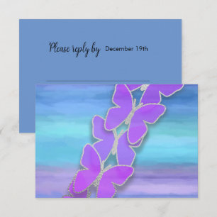 RSVP Butterfly Turquoise Purple Watercolor Invitation