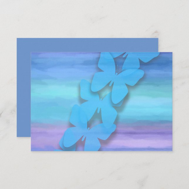 RSVP Butterfly Turquoise Purple Watercolor  Invitation (Front/Back)