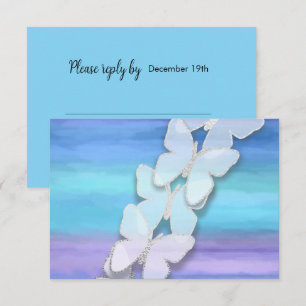 RSVP Butterfly Turquoise Purple Watercolor Invitation