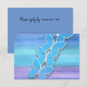 RSVP Butterfly Turquoise Purple Watercolor Invitation