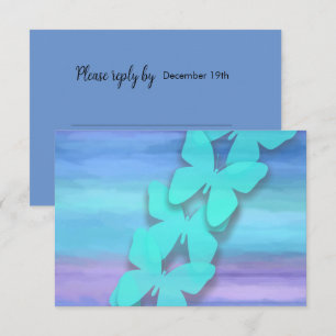 RSVP Butterfly Turquoise Purple Watercolor Invitation