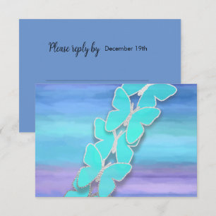 RSVP Butterfly Turquoise Purple Watercolor Invitation