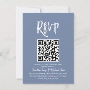 RSVP by QR Code   Pigeon Blue Script Style RSVP Invitation