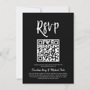 RSVP by QR Code   Solid Black Script Style RSVP In Invitation