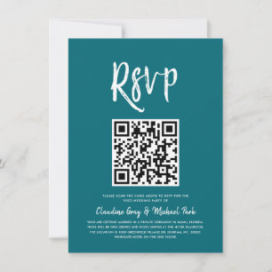 RSVP by QR Code Teal Script Style RSVP Invitation