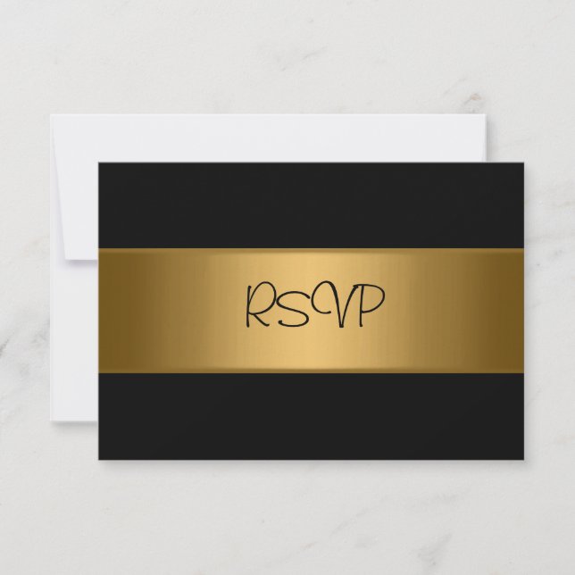 RSVP Card All Events Elegant Black Bronze Gold (Front)