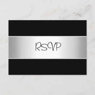 RSVP Card All Events Elegant Black Light Silver