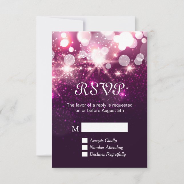 RSVP Card - Beauty Pink Glitter Sparkles (Front)