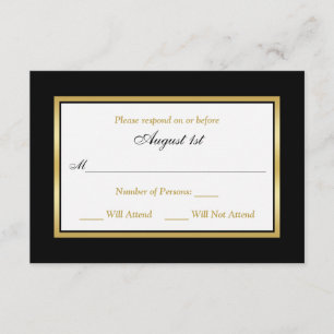 RSVP Card Black and White Gold